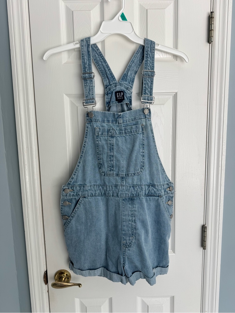 GAP Light Wash Denim Short Overalls
